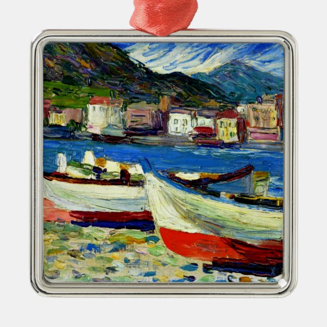 Ornement Carré Argenté Kandinsky - Rapallo Boats, (Devant)