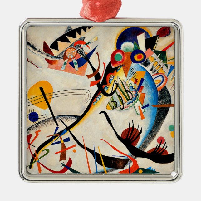 Ornement Carré Argenté Kandinsky - segment bleu, (Devant)