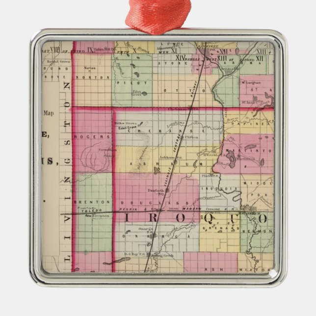 Ornement Carré Argenté Kankakee, Iroquois, comtés de Ford (Devant)