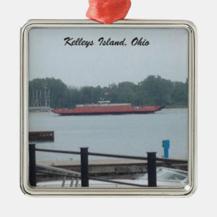 Ornement Carré Argenté Kelleys Island, Ohio Ferry Photo Orament