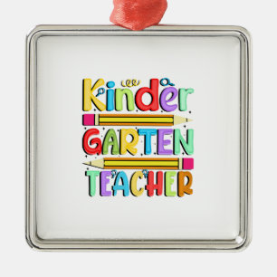 Ornement Carré Argenté Kinder Garten Teacher