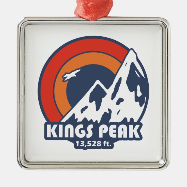 Ornement Carré Argenté Kings Peak Utah Sun Eagle (Devant)