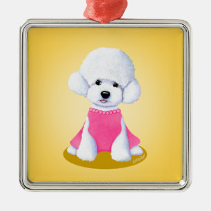 Ornement Carré Argenté KiniArt Bichon Frise