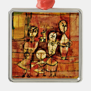 Ornement Carré Argenté Klee - Enfants et Chien