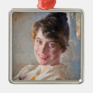 Ornement Carré Argenté Kroyer - Portrait de la femme de l’artiste Marie