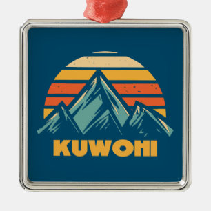 Ornement Carré Argenté Kuwohi Caroline du Nord Tennessee Retro Turquoise