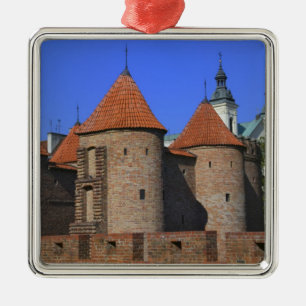 Ornement Carré Argenté La Barbican Church et Pauline Church, à Varsovie,