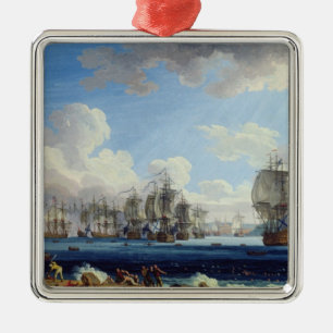 Ornement Carré Argenté La bataille de Chesma le 5 juillet 1770