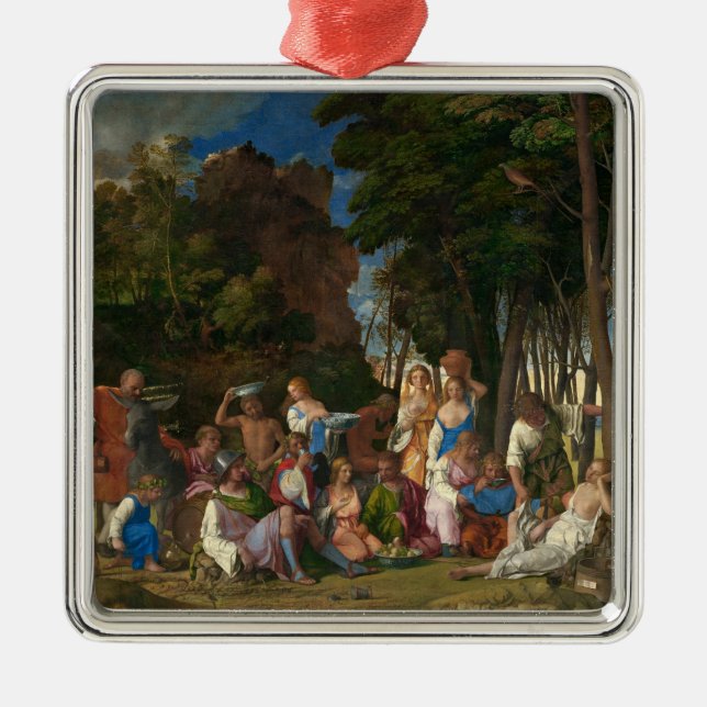 Ornement Carré Argenté La fête des dieux (par Giovanni Bellini) (Devant)