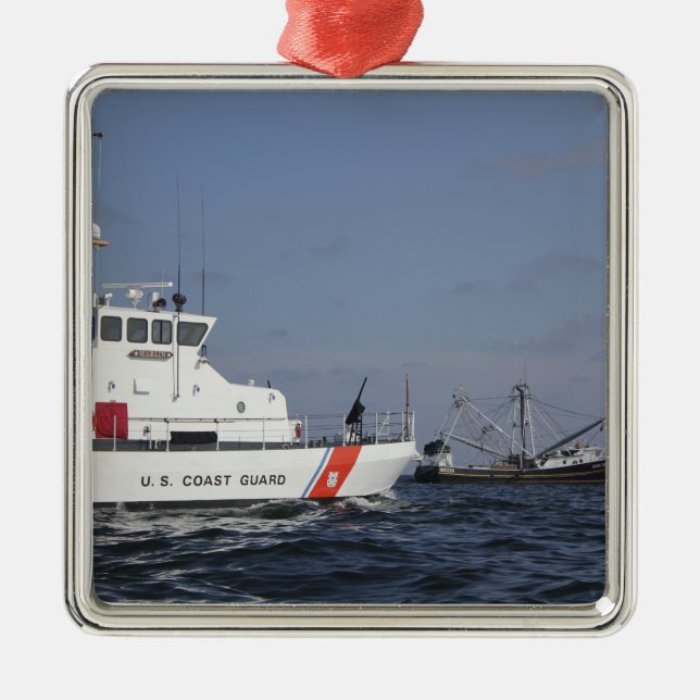 Ornement Carré Argenté La garde côtière américaine Cutter Marlin patrouil (Devant)