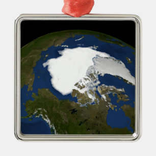 Ornement Carré Argenté La glace de mer arctique en 2005