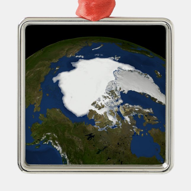 Ornement Carré Argenté La glace de mer arctique en 2005 (Devant)