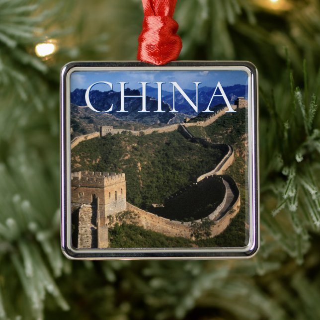 Ornement Carré Argenté La Grande Muraille | Jinshanling, Chine (Arbre)