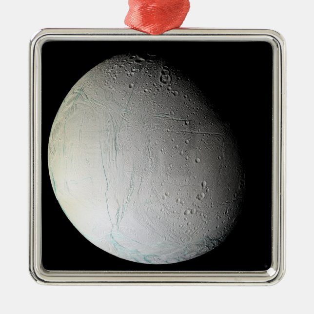 Ornement Carré Argenté La lune de Saturne Encelade 3 (Devant)