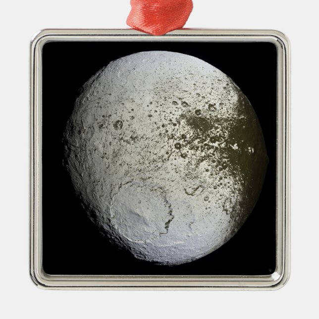 Ornement Carré Argenté La lune de Saturne Iapetus 2 (Devant)
