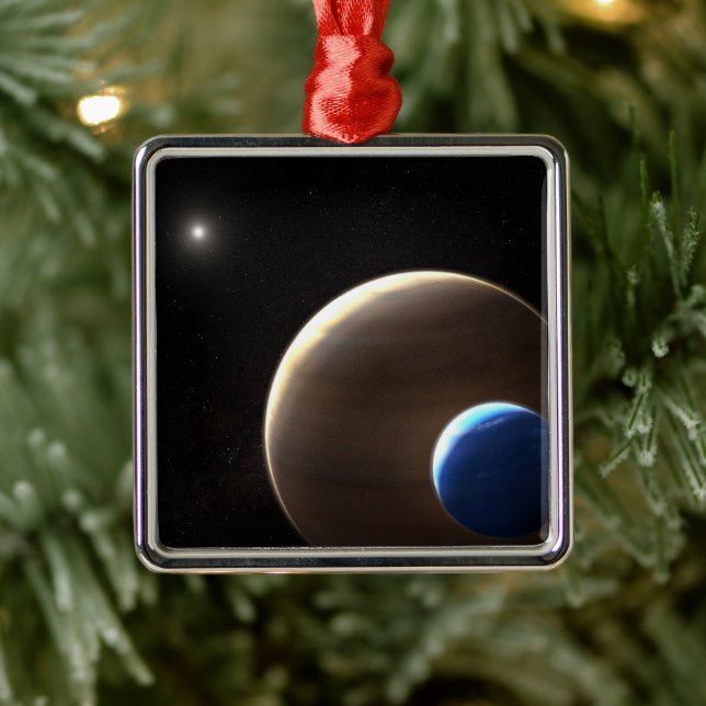 Ornement Carré Argenté La planète géante au gaz Kepler-1625b (Arbre)