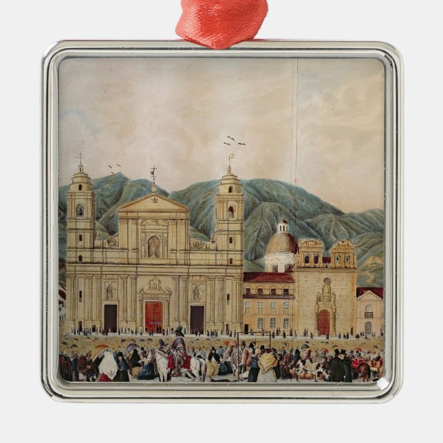 Ornement Carré Argenté La plaza de Bolivar, Bogota, 1837 (Devant)