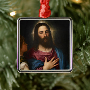 Ornement Carré Argenté La tentation du Christ, Titien