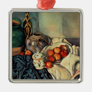 Ornement Carré Argenté La vie de Paul Cezanne   toujours avec des pommes,