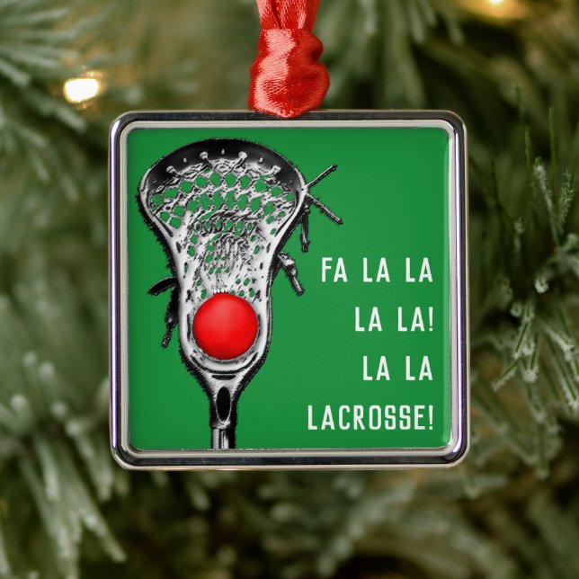 Ornement Carré Argenté Lacrosse Christmas Cheval (Arbre)