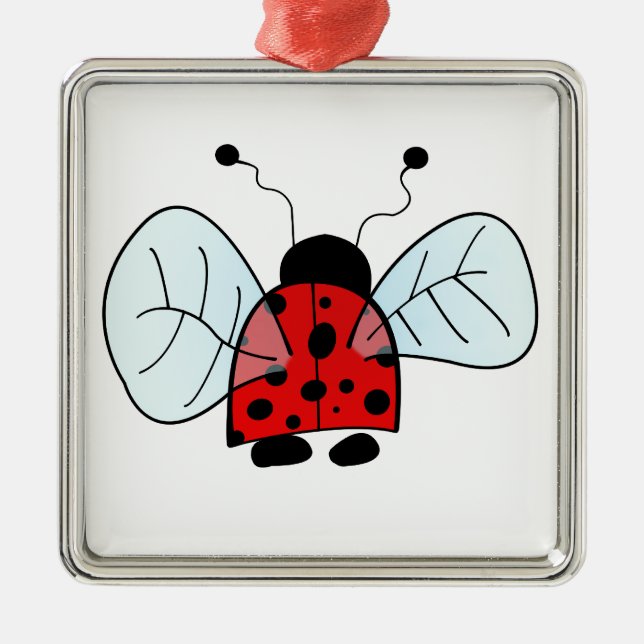 Ornement Carré Argenté Ladybug (Devant)