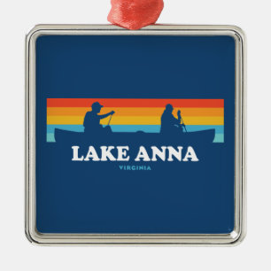Ornement Carré Argenté Lake Anna Virginia Canoë