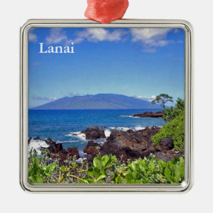 Ornement Carré Argenté Lanai de Maui