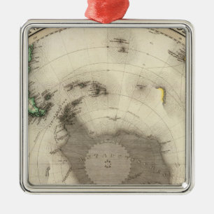 Ornement Carré Argenté L'Antarctique, hémisphère sud