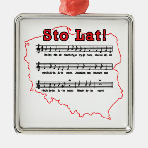 Ornement Carré Argenté Lat de Sto ! Carte polonaise de chanson