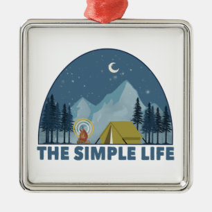 Ornement Carré Argenté Le Camping Simple Life