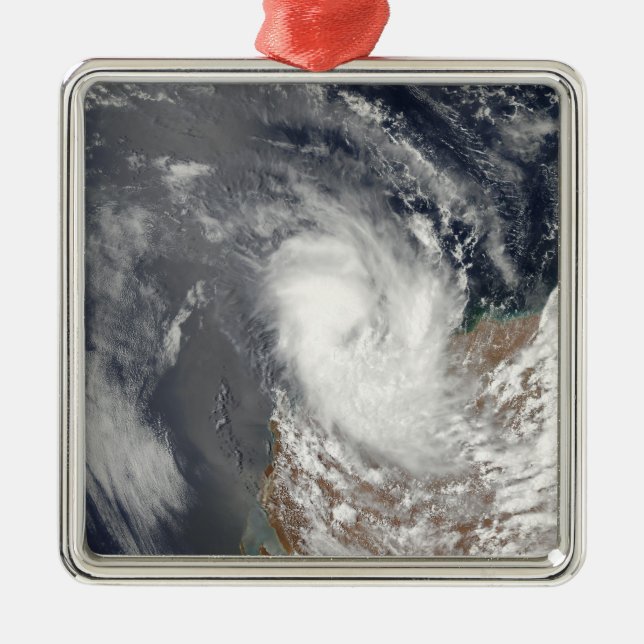 Ornement Carré Argenté Le cyclone Dominic au large de l'Australie occiden (Devant)