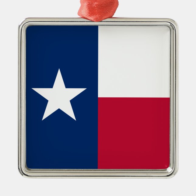 Ornement Carré Argenté Le drapeau de l'État texan Lone Star du Texas (Devant)