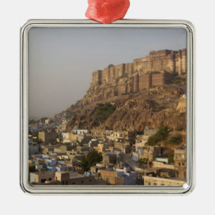 Ornement Carré Argenté Le fort Mehrangarh de Jodhpur. Rajasthan, INDE.
