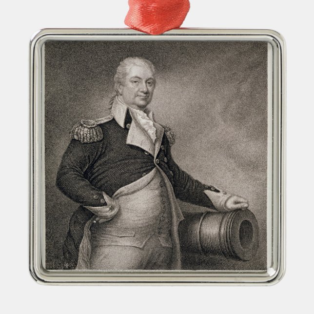 Ornement Carré Argenté Le Général principal Henry Knox (1750-1806) gravé (Devant)