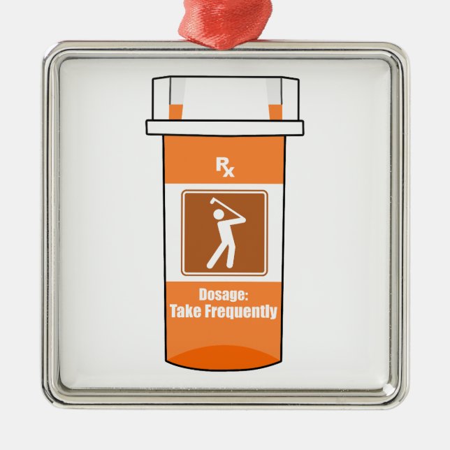 Ornement Carré Argenté Le golf est ma drogue (Devant)