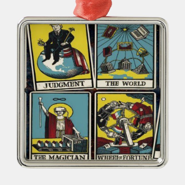 ORNEMENT CARRÉ ARGENTÉ LE JEU DE CARTE D'ILLUMINATI (Devant)