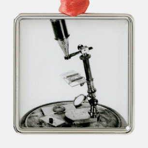 Ornement Carré Argenté Le microscope de Darwin
