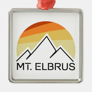 Ornement Carré Argenté Le Mont Elbrus Russie Rétro