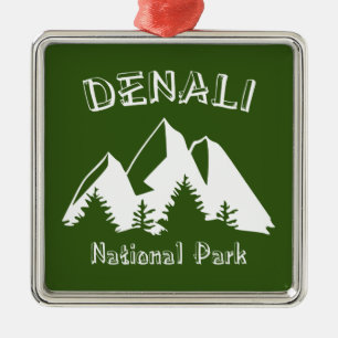 Ornement Carré Argenté Le Parc national de Denali
