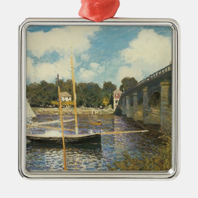 Ornement Carré Argenté Le pont routier d'Argenteuil par Claude Monet (Devant)