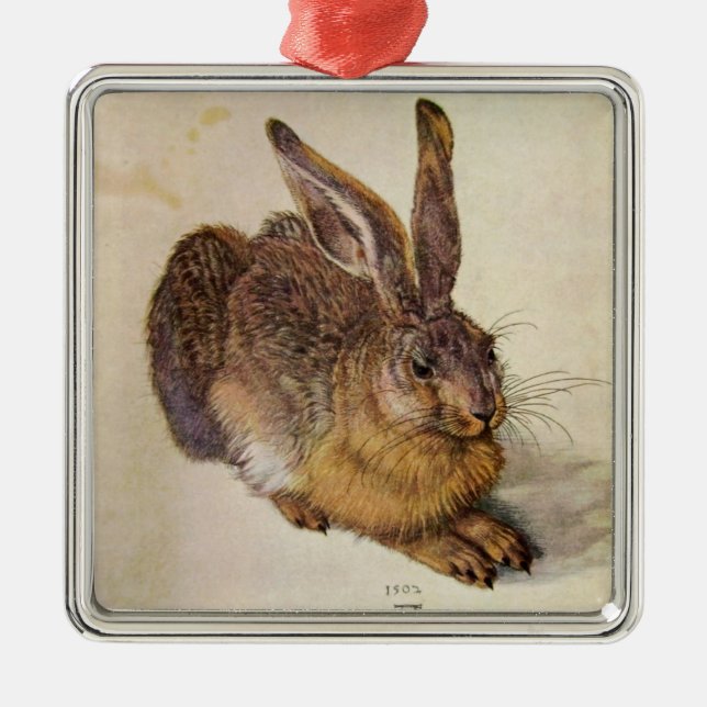Ornement Carré Argenté LE RABBIT ( Jeune Lièvre ) (Devant)