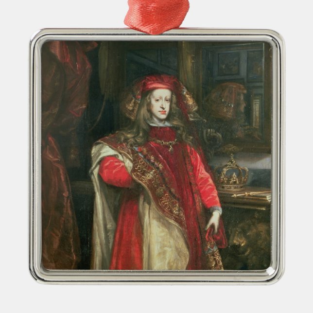 Ornement Carré Argenté Le Roi Charles II de l'Espagne (Devant)