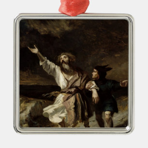 Ornement Carré Argenté Le Roi Lear et l'imbécile dans la tempête