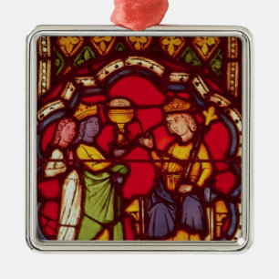 Ornement Carré Argenté Le Roi Solomon et la reine de Sheba, c.1270