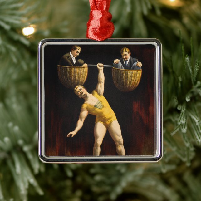 Ornement Carré Argenté Le Sandow Eugen Sandow Vaudeville Weightlifter (Arbre)