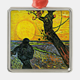 Ornement Carré Argenté Le Sower, tableau d'art de Vincent van Gogh