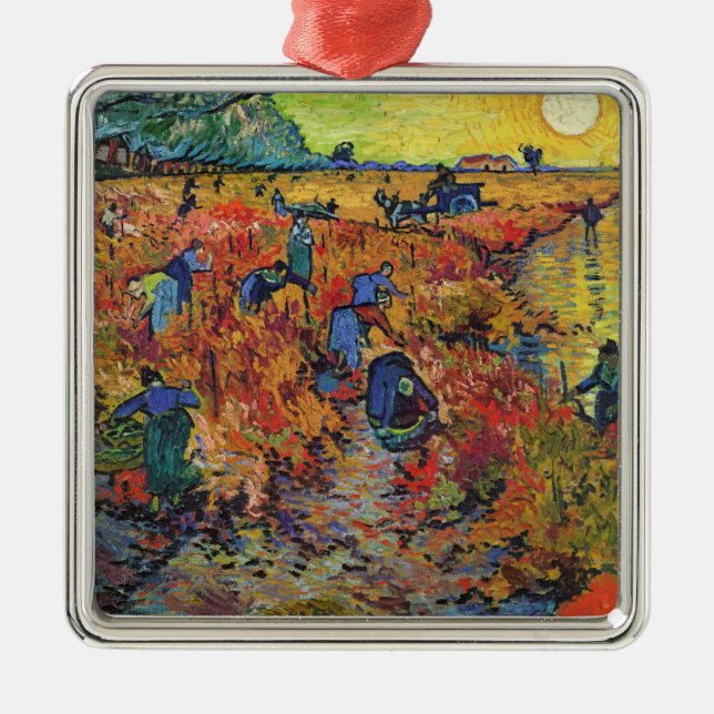 Ornement Carré Argenté Le vignoble rouge par Vincent van Gogh (Devant)