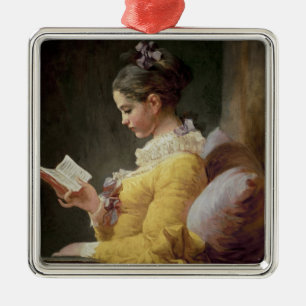 Ornement Carré Argenté Lecture de jeune fille, c.1776
