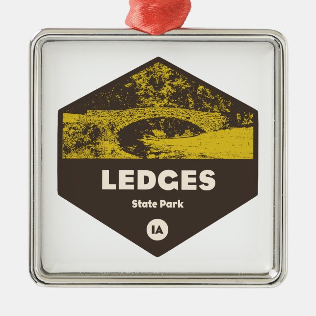 Ornement Carré Argenté Ledges State Park Iowa (Devant)