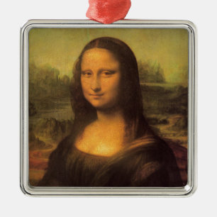 Ornement Carré Argenté Leonardo Da Vinci' Mona Lisa